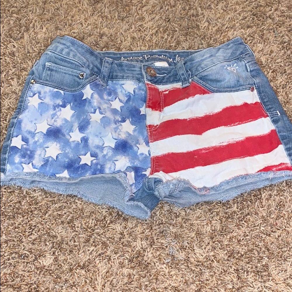 American flag denim shorts